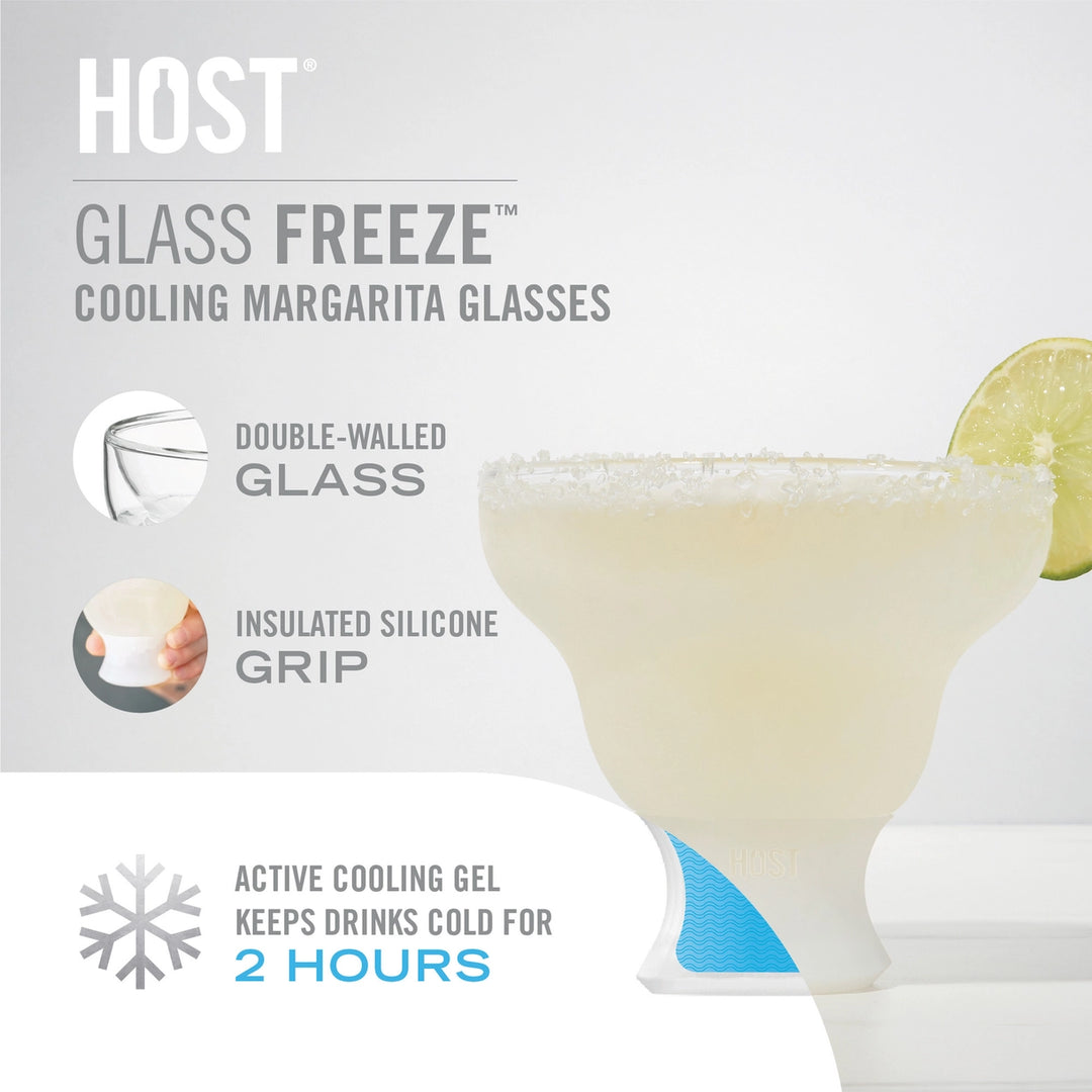set of 2 host glass freeze cooling Margarita glasses insulated drinkware frozen summer drinks slushies 