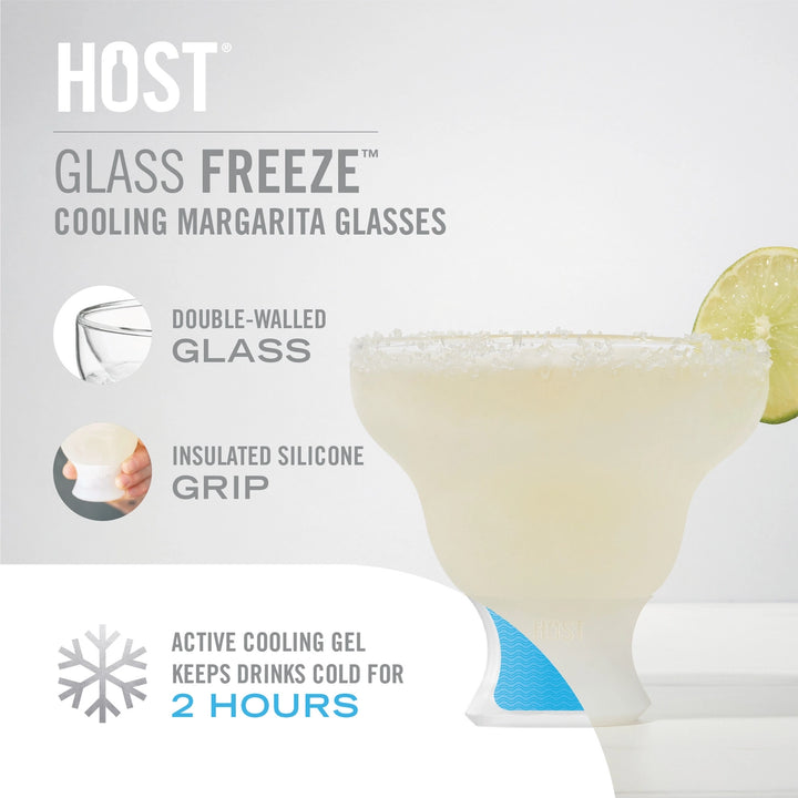 set of 2 host glass freeze cooling Margarita glasses insulated drinkware frozen summer drinks slushies 