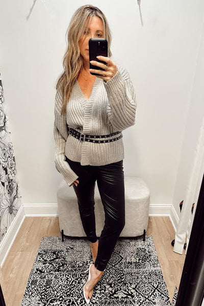 maxwell james stanton wrap wrapped cardigan with grommet belt
