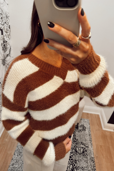 maxwell-james-jeans-stripe-sweater-brown-ivory-navy-top-fuzzy-top