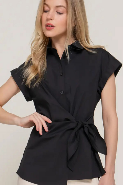 maxwell-james-jeans-stanton-evie-peplum-tie-waist-button-down-short-sleeve-top-black