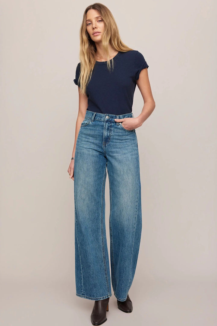 z supply the head turner high waited denim jeans wide leg bottoms pant