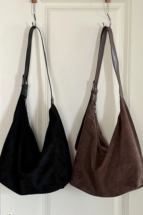 maxwell james faux suede slouchy crossbody shoulder bag handbag