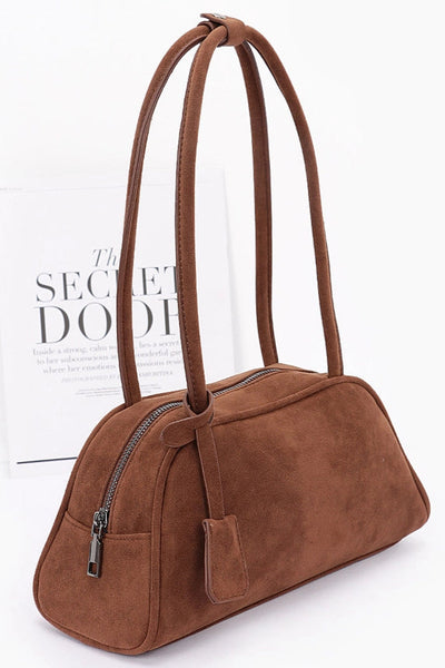 maxwell-james-faux-suede-mini-small-bowling-bag-handbag-shoulder-zipper-closure-trendy-going-out-night-time-dinner-date