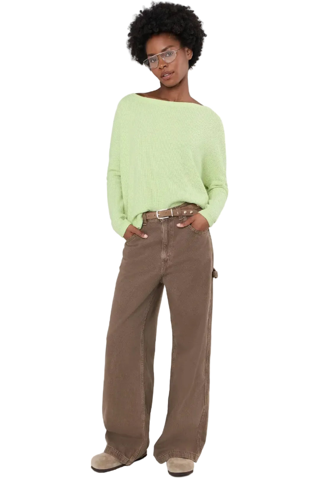 Maxwell James free people latte blues thermal waffle lime