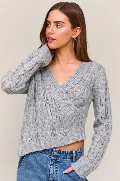 maxwell james asymmetrical sweater wrap front fun cute fall  