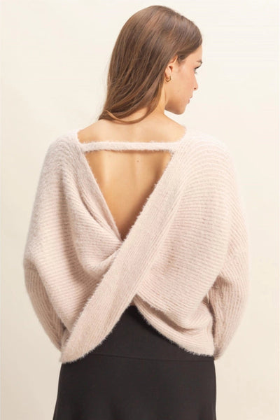 MAXWELL JAMES OPEN BACK TWIST SWEATER STANTON CUTE FUN GING OUT DATE NIGHT