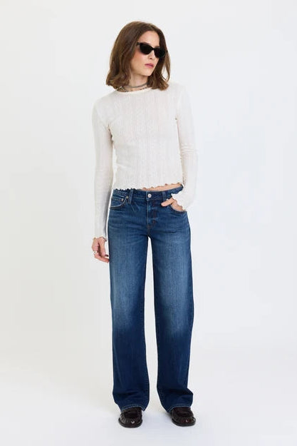 daze low rise slim wide leg dark wash authentic