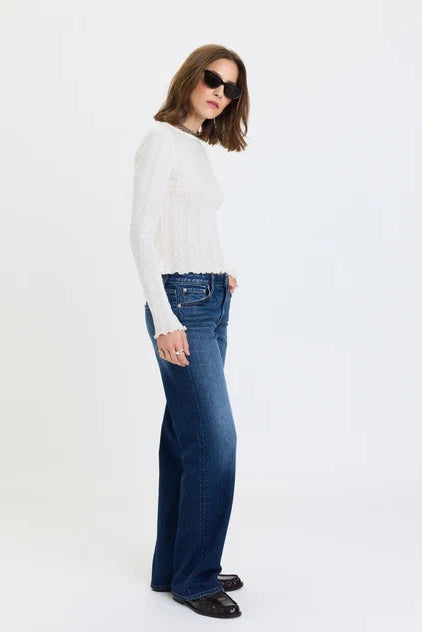 daze low rise slim wide leg dark wash authentic