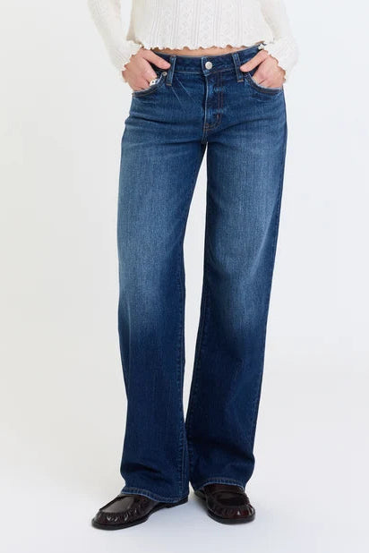 daze low rise slim wide leg dark wash authentic
