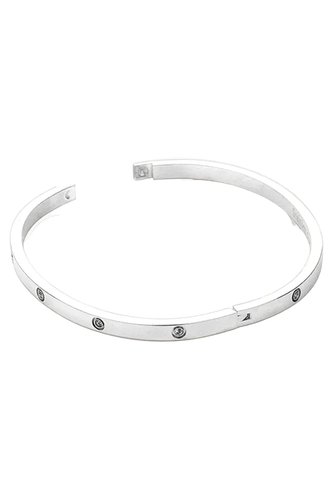 gold stainless steel cuff bracelet with cubic zirconia stones