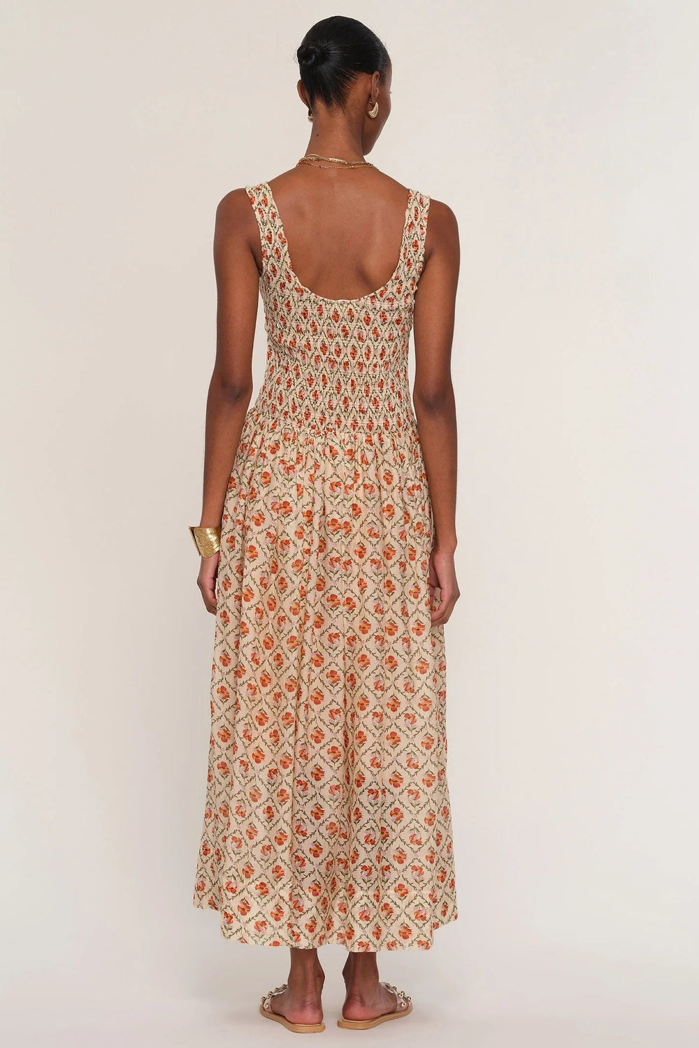 heartloom becky maxi dress multicolor smocked 