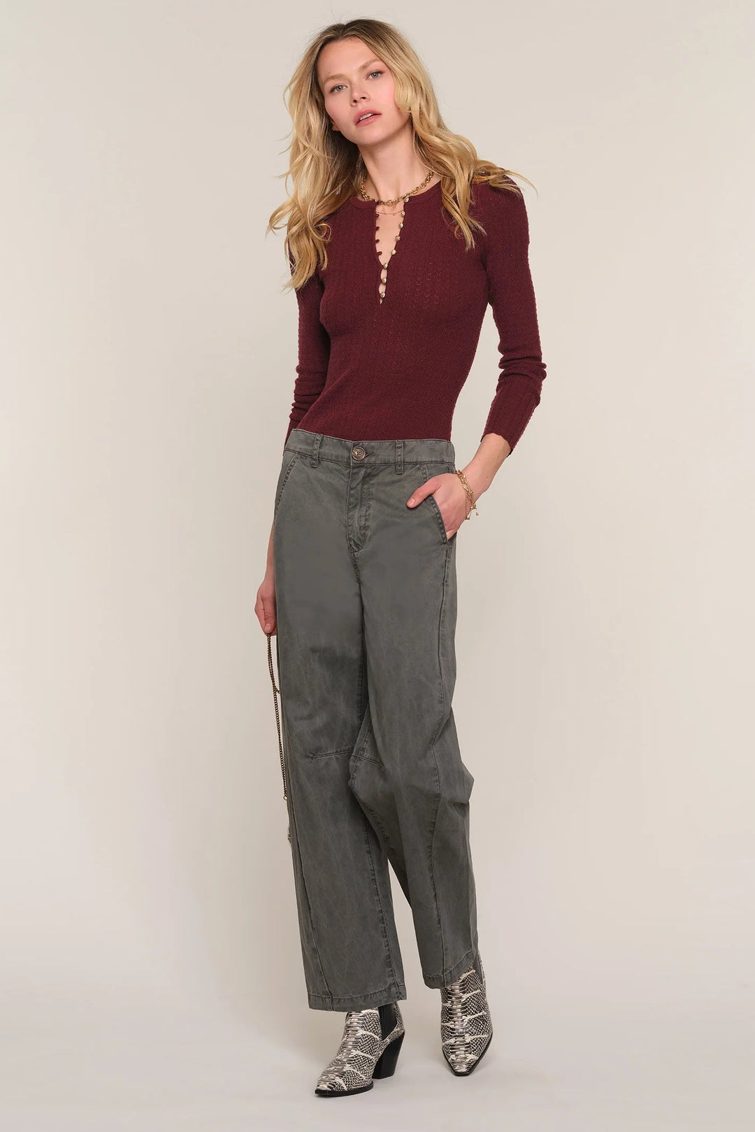 heartloom alyssa pant charcoal grey barrel pant trouser bottoms