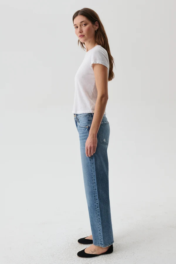 Maxwell James pistola Lexi midi rise bowed straight jeans denim 