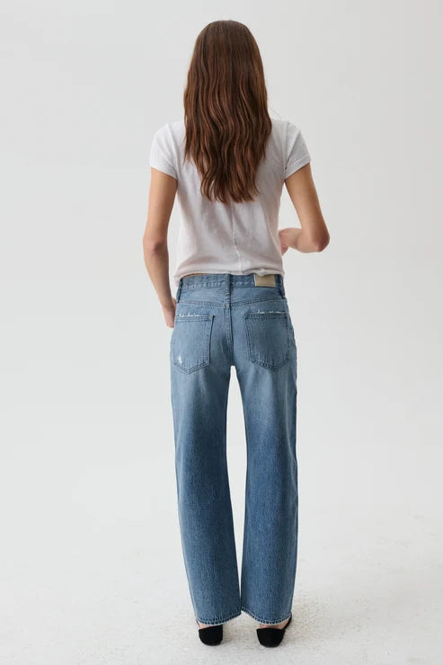 Maxwell James pistola Lexi midi rise bowed straight jeans denim 