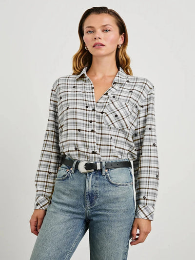 maxwell-james-rails-milo-stone-flocked-daisies-plaid-shirt-button-down-flannel