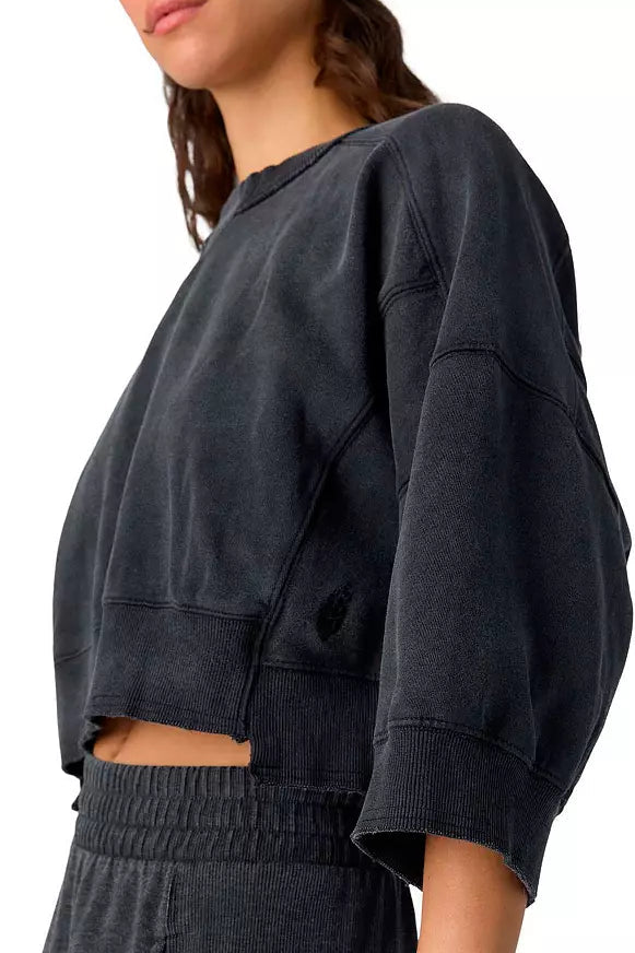 Maxwell James free People Short Sleeve Intercept Pullover cropped sweatshirt black apple
