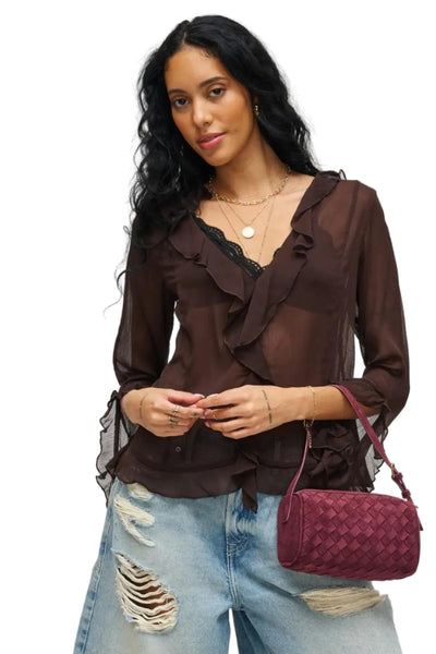 maxwell james harper woven shoulder bag wine blue going out fun party date night 