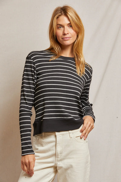 maxwell-james-perfect-white-tee-stef-luxe-rib-pullover-sweatshirt-black-sugar-stripe