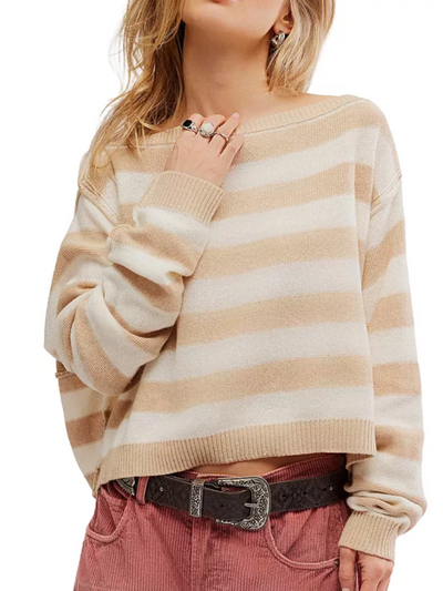 maxwell-james-jeans-free-people-wtf-into-the-blue-pullover-sweater-stripe-cream-brown-slouchy-stripe