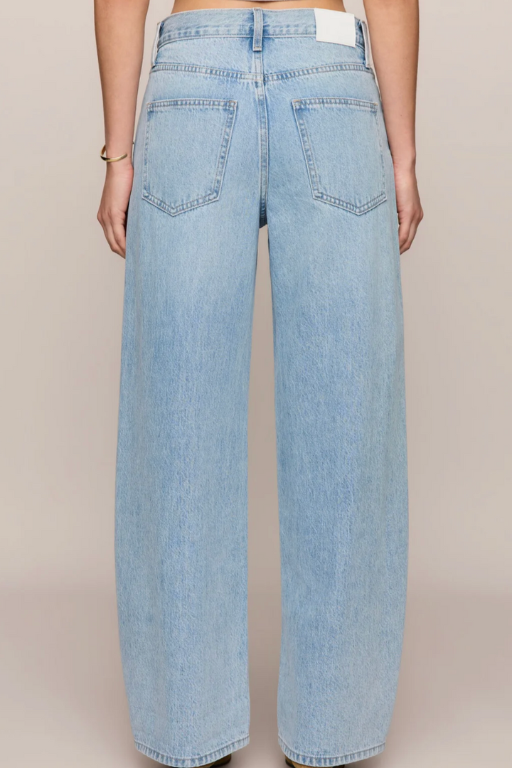 z supply the show off high rise bowed barrel leg denim jeans bottoms pant