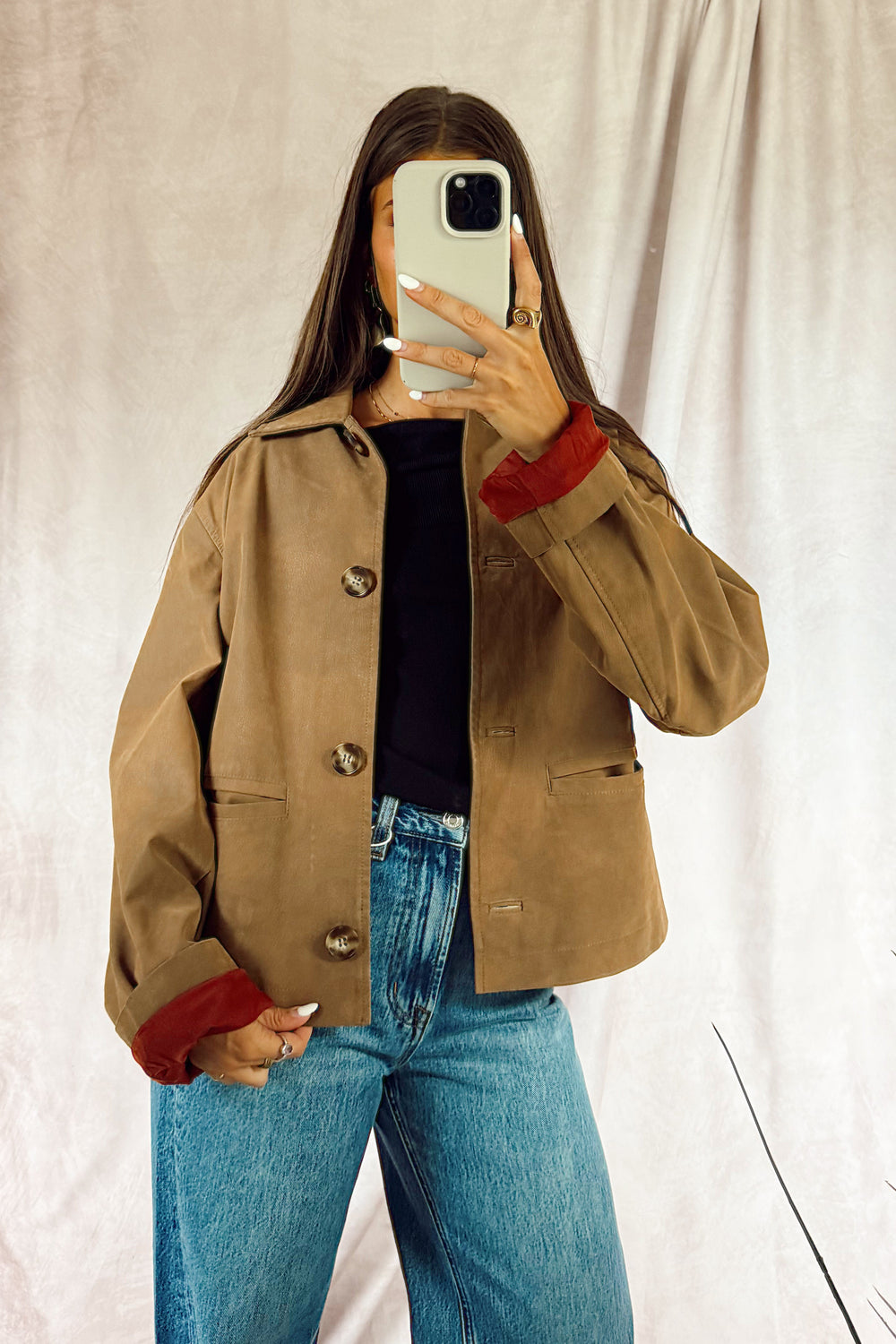 free people hera vegan suede jacket caramel