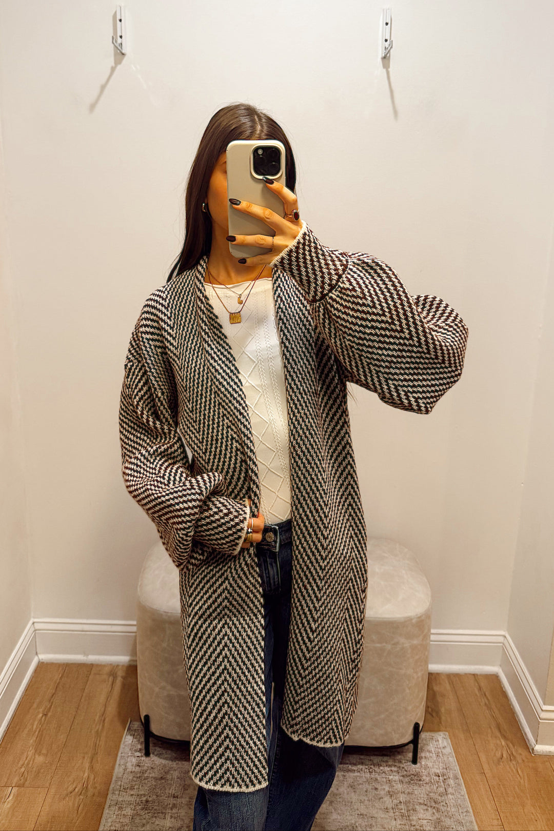 stanton long open cardi cardigan top brown 