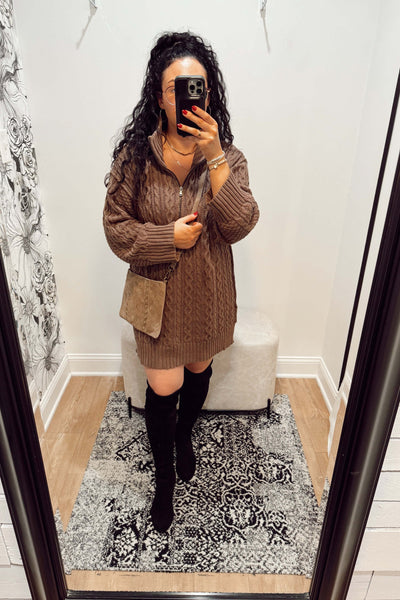 maxwell-james-stanton-cable-knit-oversized-half-zip-sweater-dress-fall-cozy-cute-boots