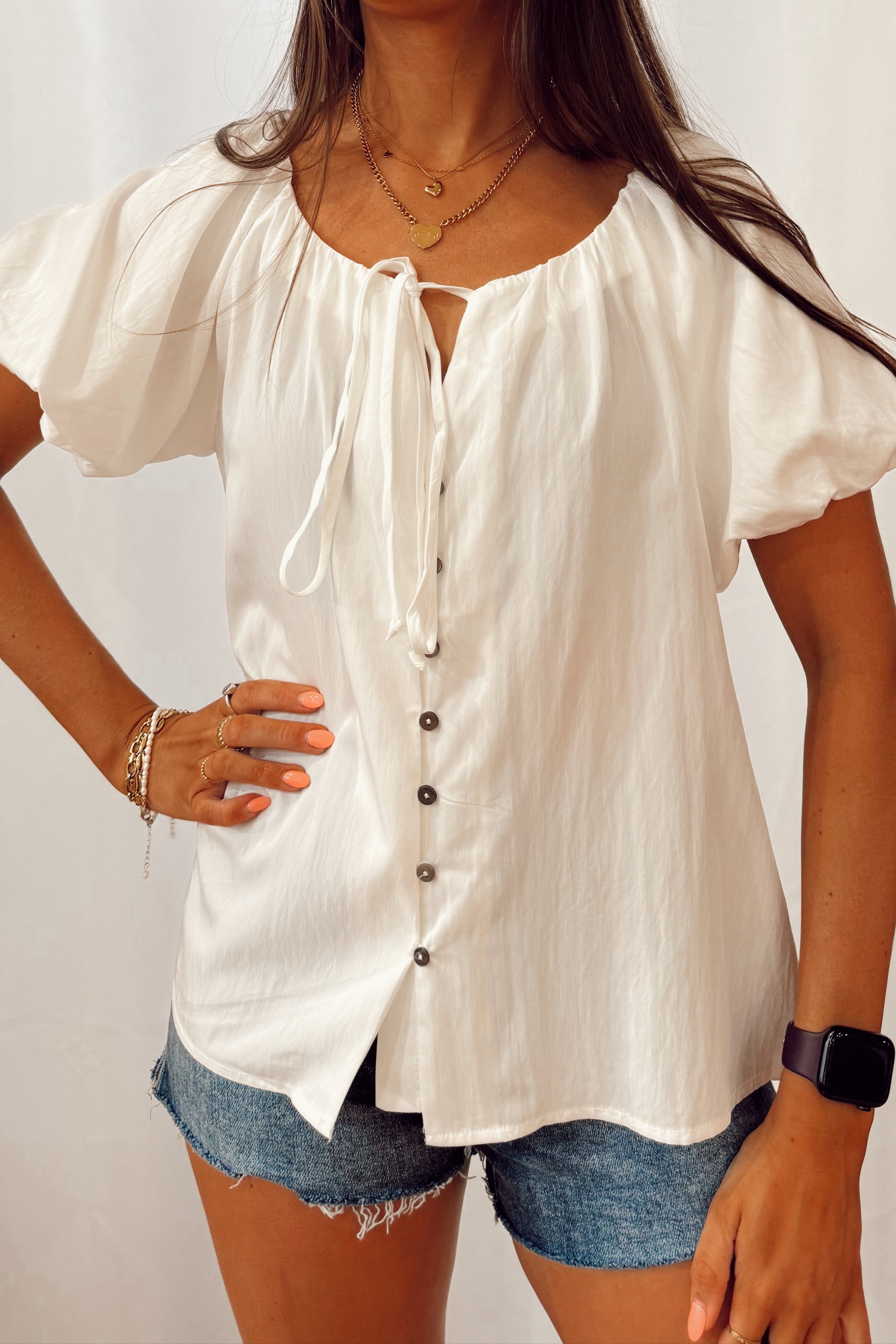 トップス HEM BALLOON SHORT TOPS Tommy Balloon Short Sleeve Top – Tammy Pular