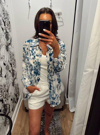 maxwell-james-stanton-blue-white-floral-button-down-top-shirt-swim-suit-cover-up
