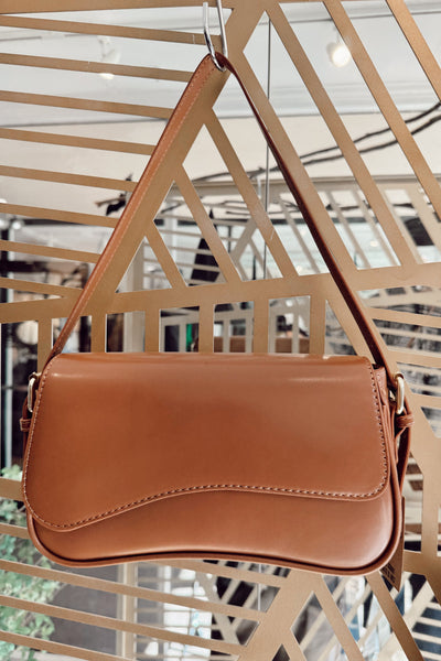 maxwell james  brown camel shoulder crossbody bag handbag going out date night brunch 