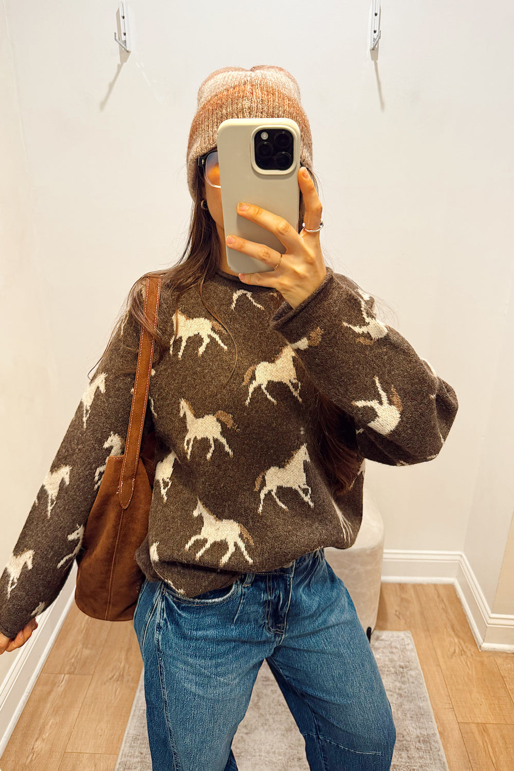 stanton horse sweater top brown