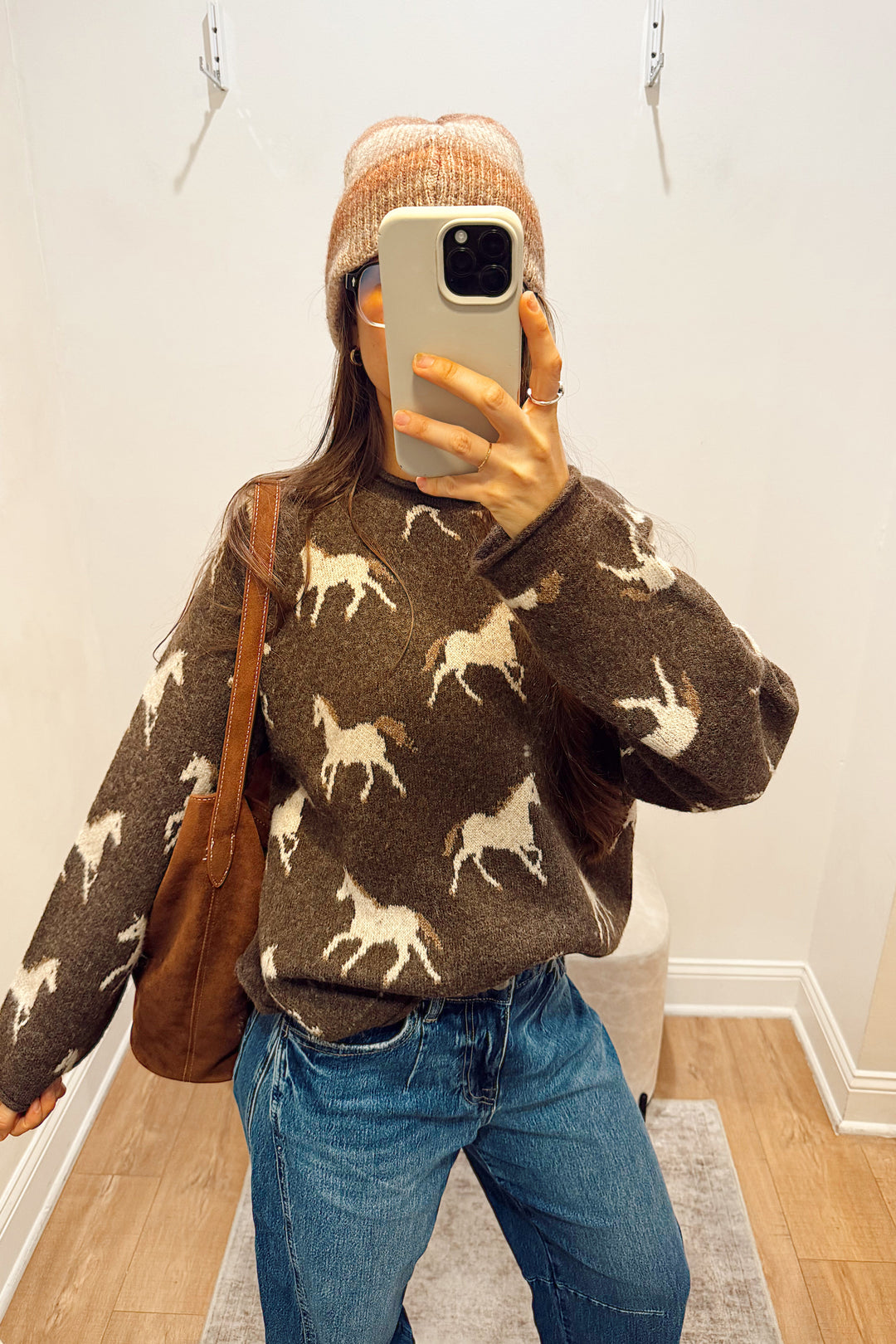 stanton horse sweater top brown