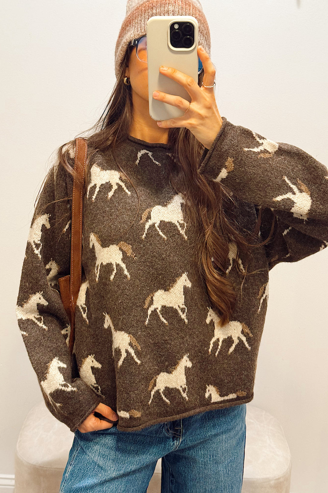  stanton horse sweater top brown
