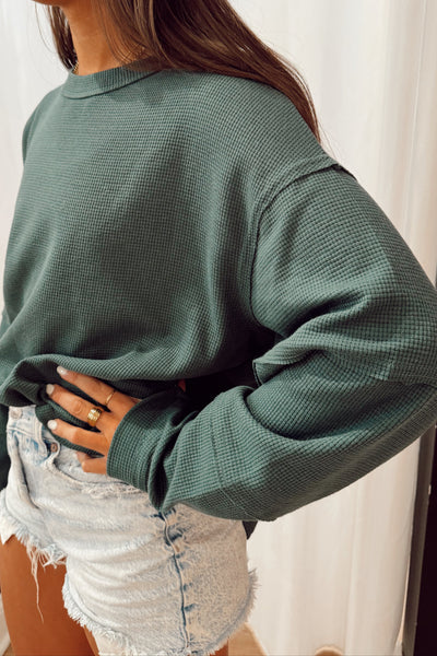 maxwell-james-jeans-stanon-green-pullover-sweatshirt-waffle-knit-top-long-sleeve