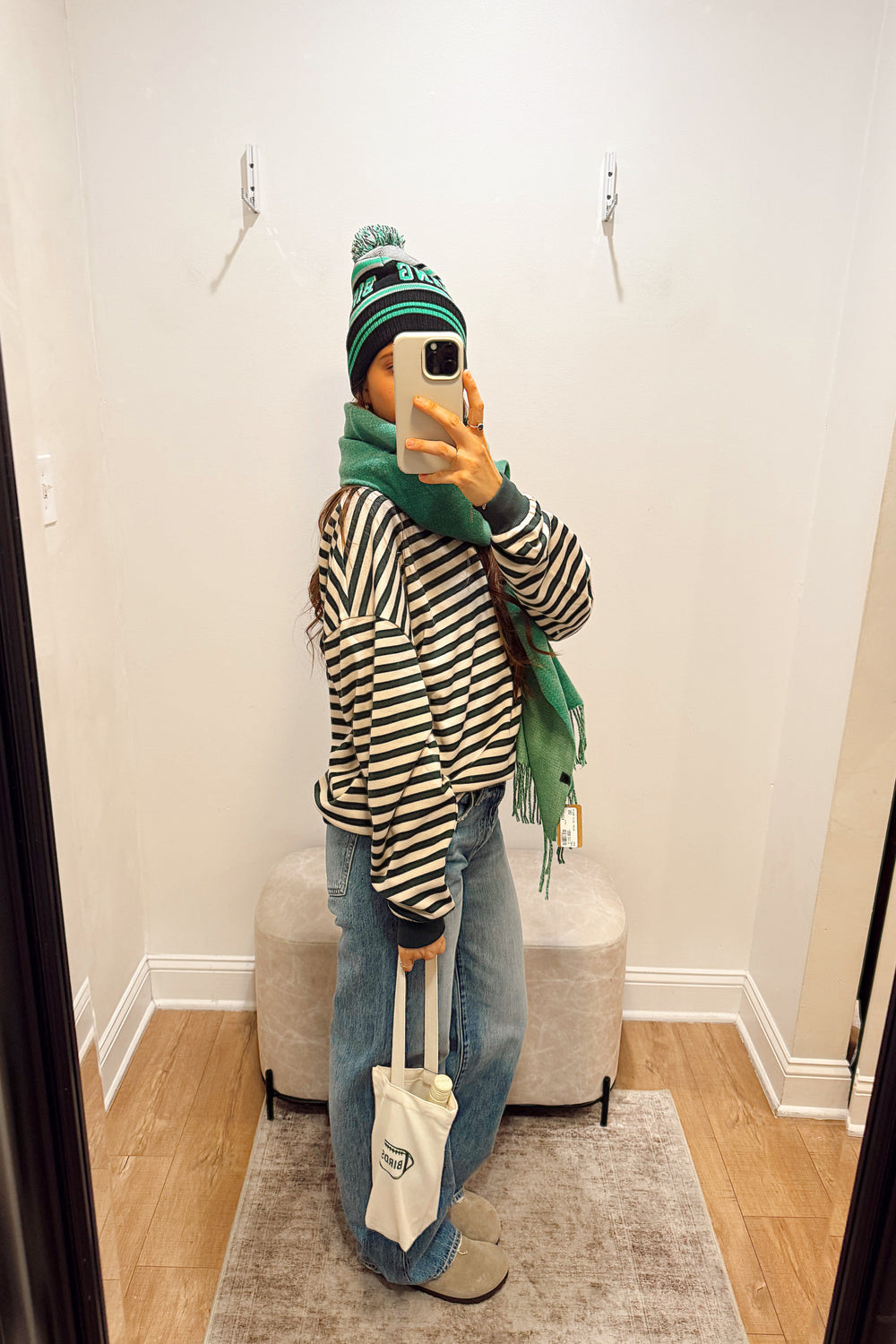 stanton stripe green pullover top shirt