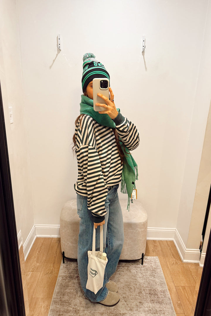 stanton stripe green pullover top shirt