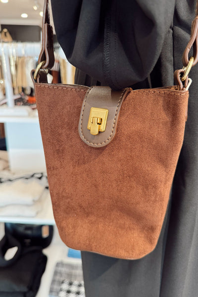 maxwell james fauz suede small crossbody going out date night fun party brown black