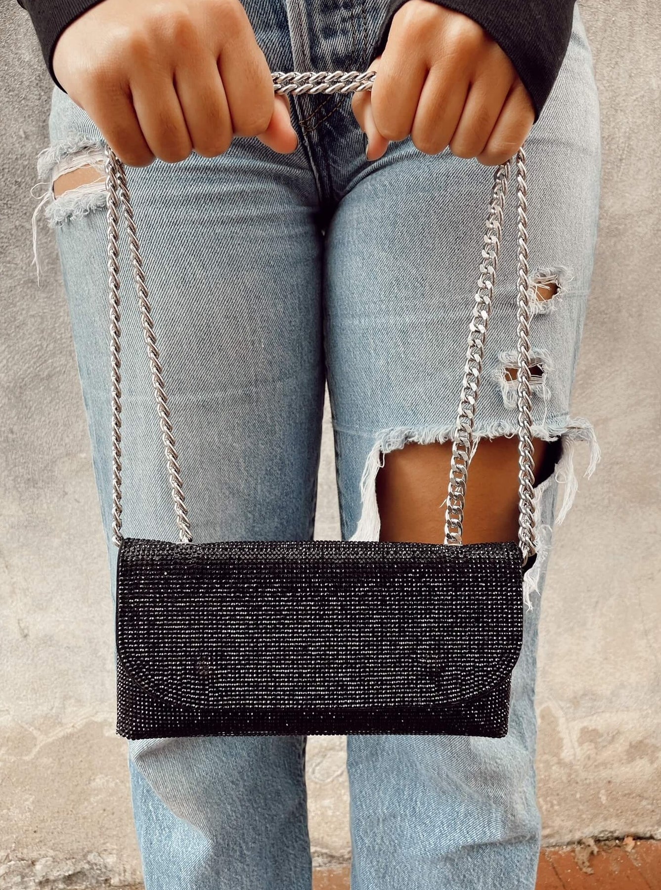 Denim Bag Rhinestones, Denim Clutch Bag Women