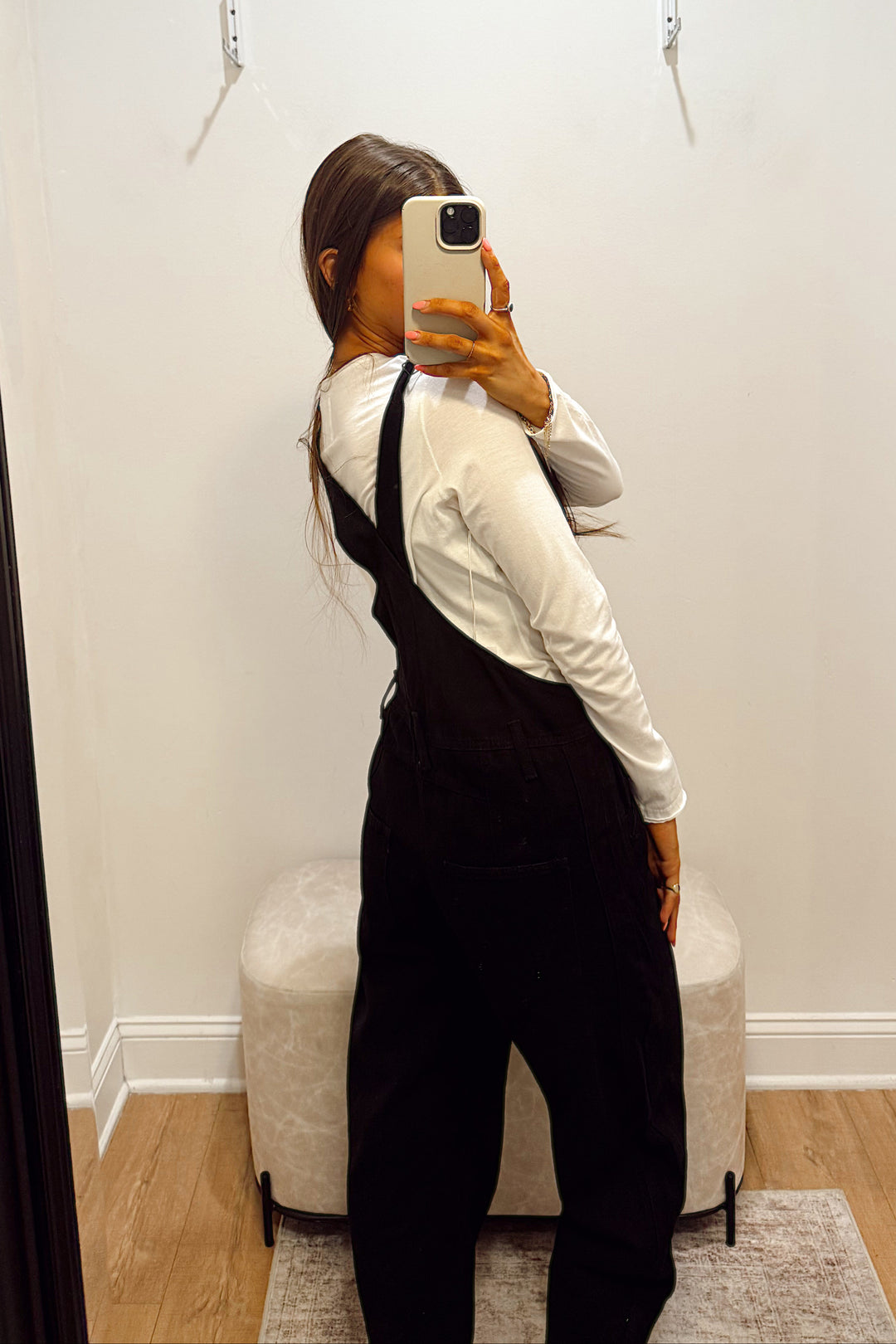 stanton black denim overalls