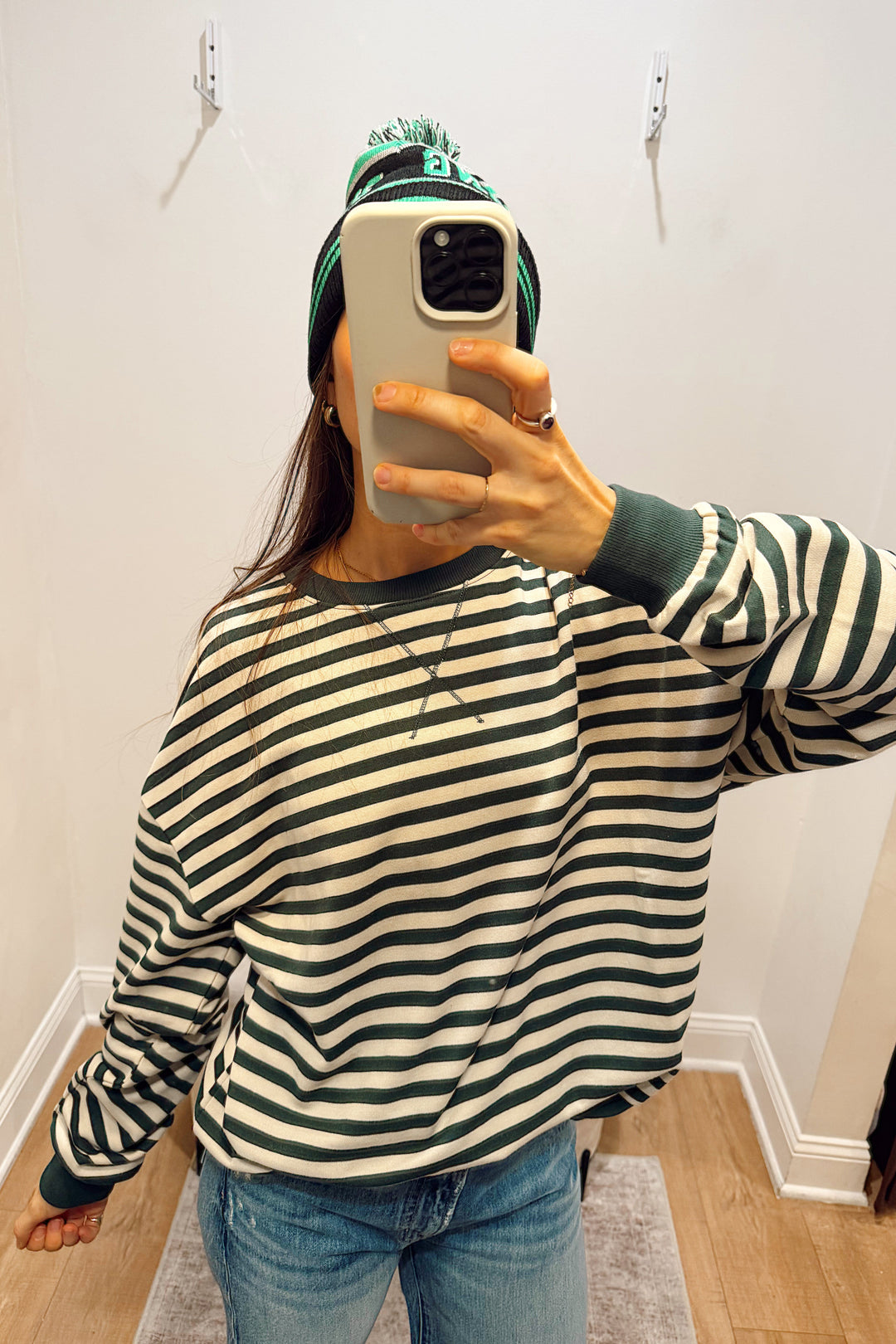 stanton stripe green pullover top shirt