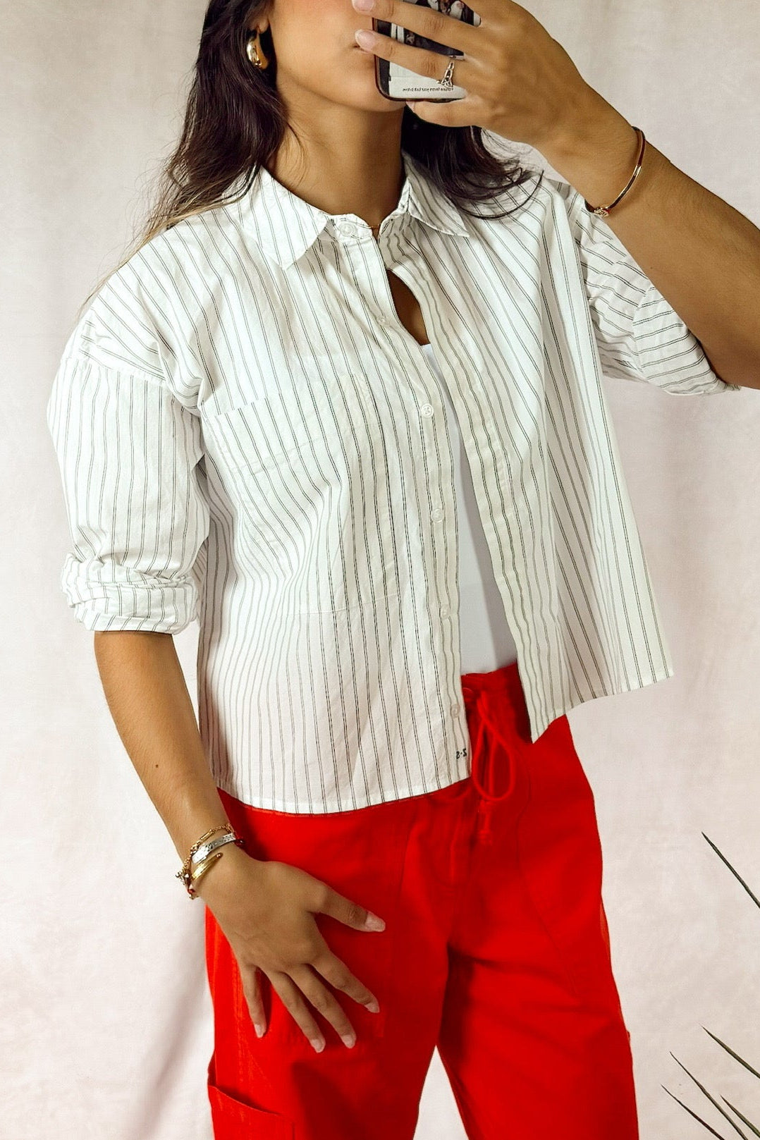 pistola Sabrina curved utility MARASCHINO red with z supply favorite striped button up white 