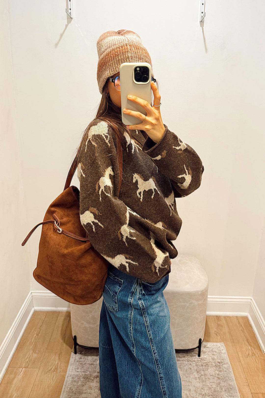 stanton horse sweater top brown