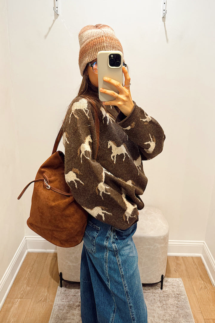 stanton horse sweater top brown
