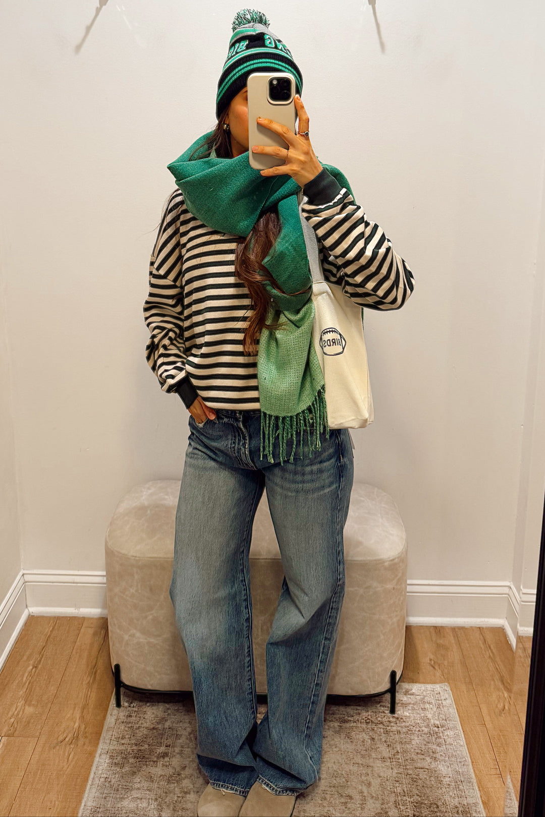 stanton stripe green pullover top shirt