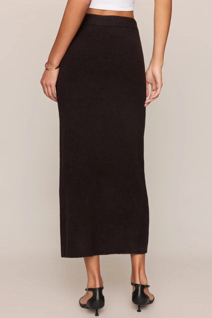 z Supply cozy moment knit sweater midi skirt dark roast dark brown color