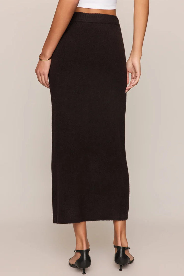 z Supply cozy moment knit sweater midi skirt dark roast dark brown color