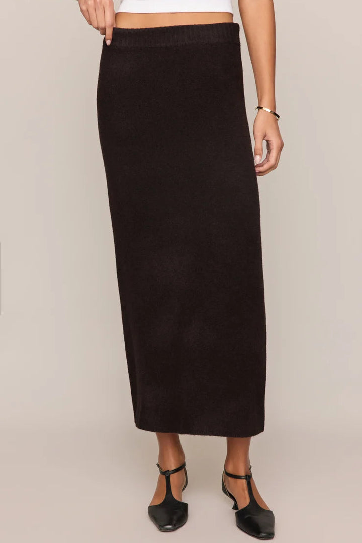 z Supply cozy moment knit sweater midi skirt dark roast dark brown color