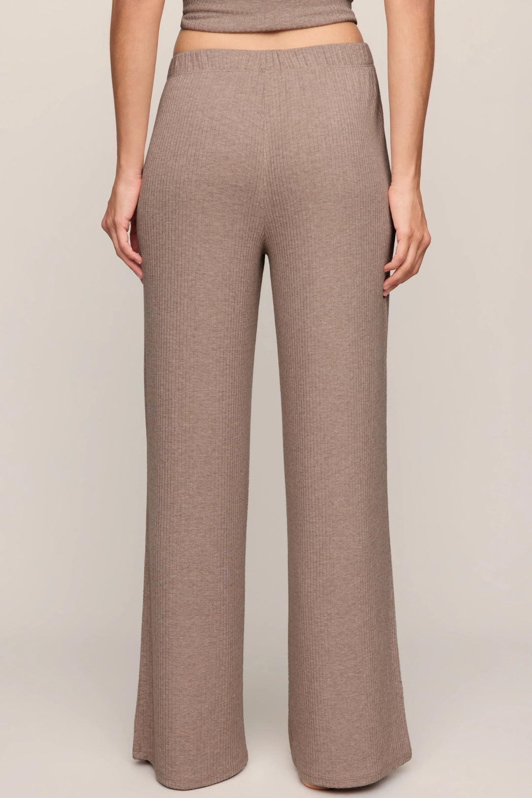 z Supply lounge just right high rise relaxed straight wide leg ribbed pant heather ash
