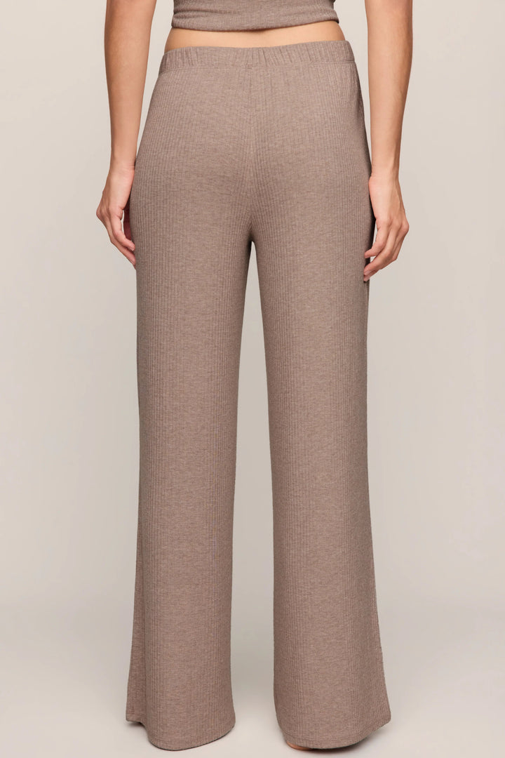 z Supply lounge just right high rise relaxed straight wide leg ribbed pant heather ash